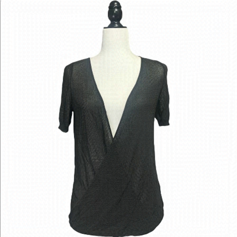 THEORY yetta sphere crossover drape knitted top